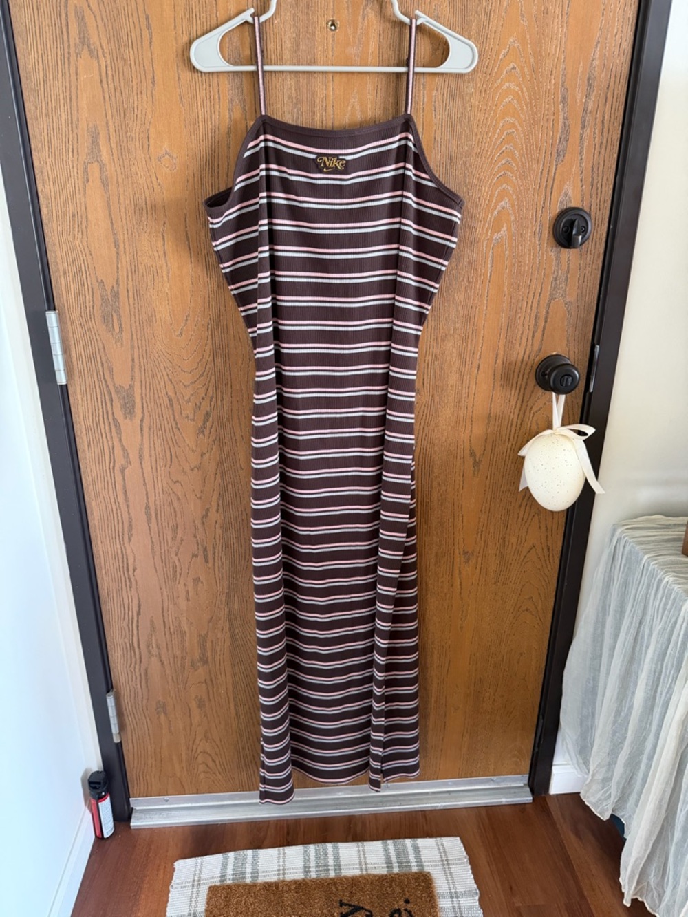 Nike Brown Striped Maxi Slip Dress